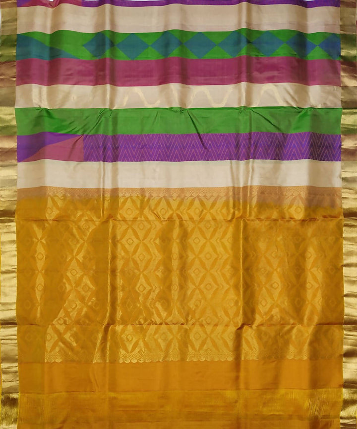 Multicolor striped handloom soft silk saree