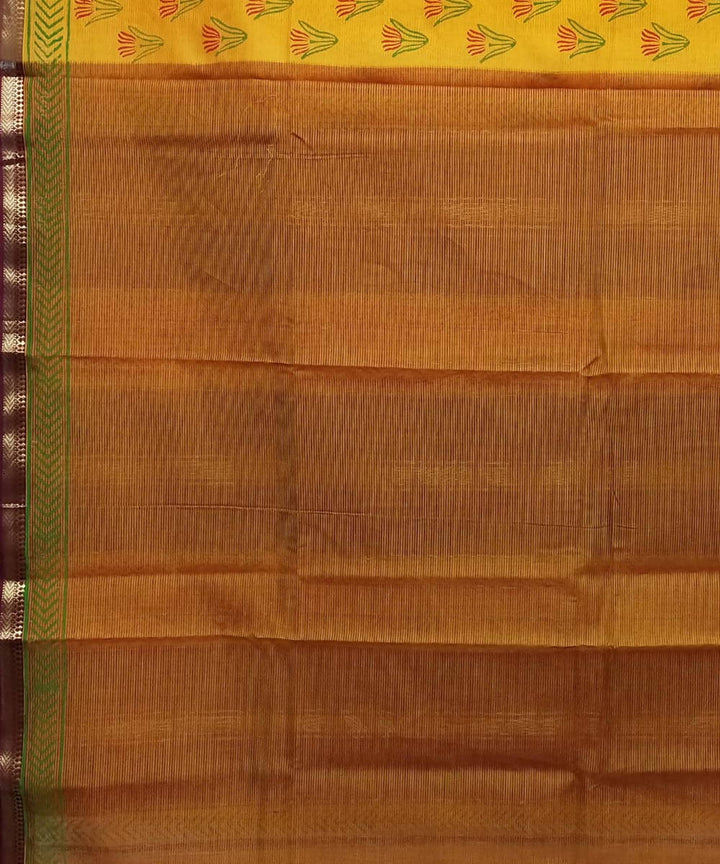 Banana yellow handwoven cotton silk maheshwari saree