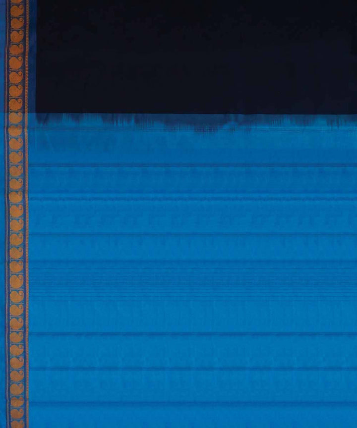 Blue black handwoven cotton kanchi saree