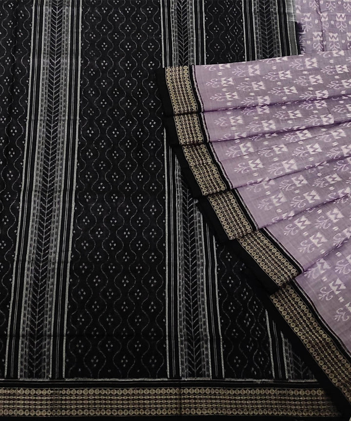 Grey black cotton handwoven sambalpuri saree