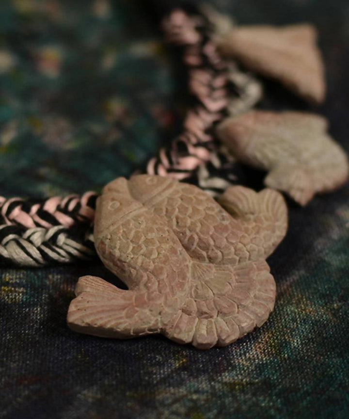 Hand carved meen tara stone choker necklace