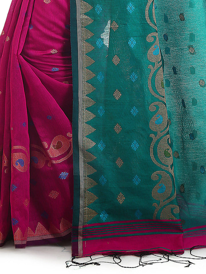 Pink raja bengal handloom extraweft work saree