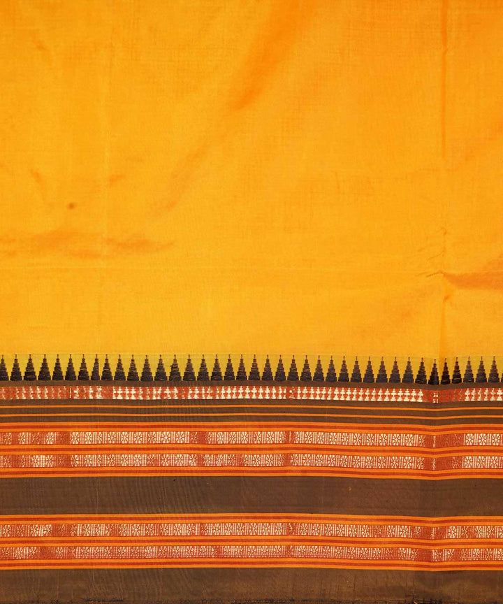 Lemon yellow handwoven silk narayanpet saree