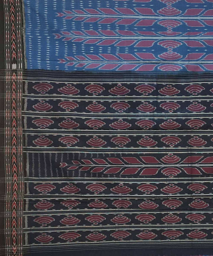 Celadon blue black handloom cotton ikat nuapatna saree