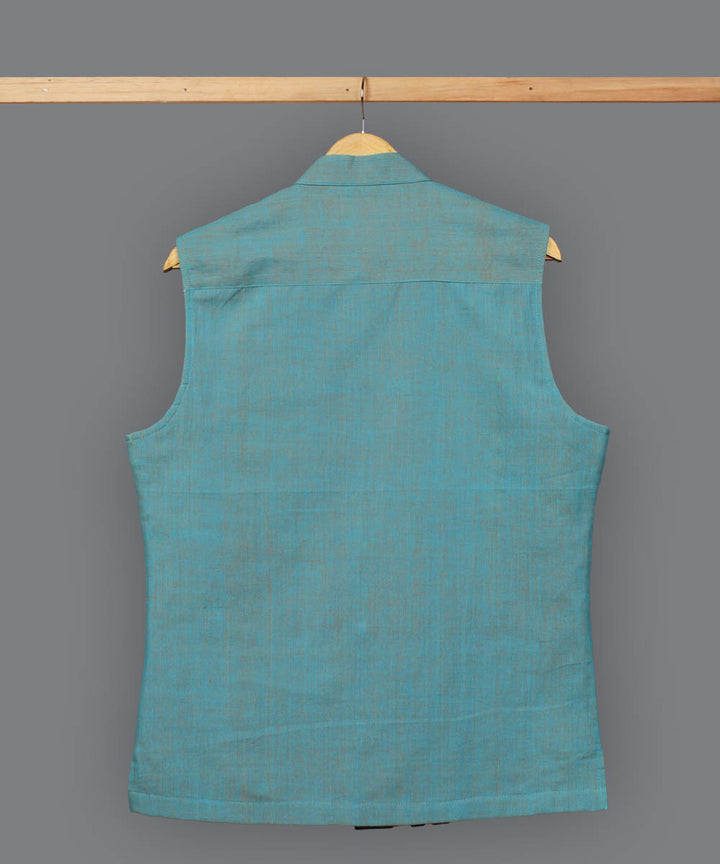 Light blue orange dual shade cotton nehru jacket