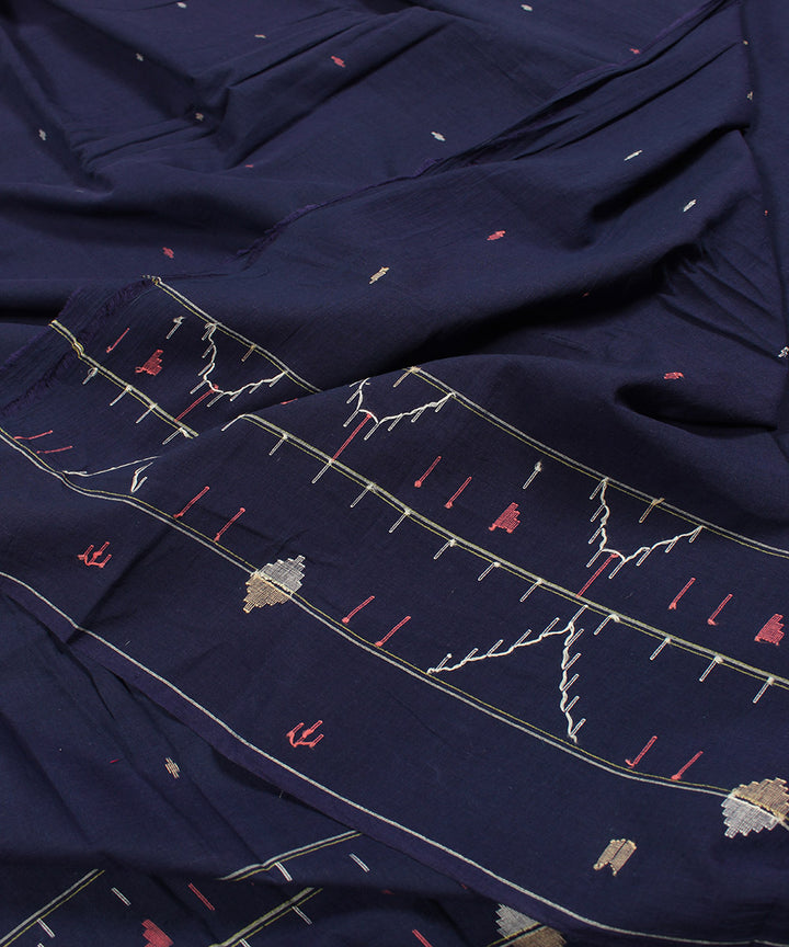 0.7m Blue handloom bengal cotton jamdani fabric