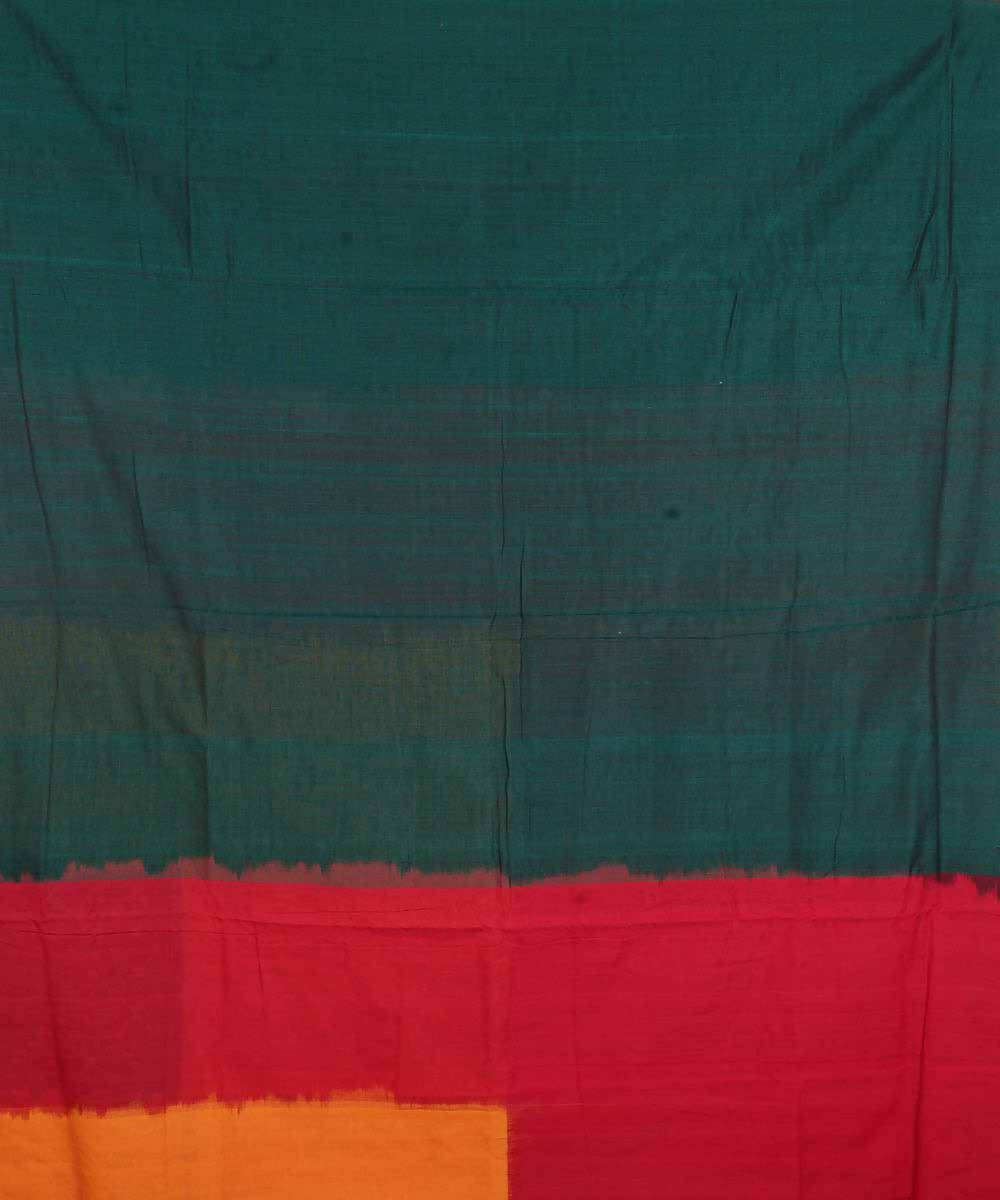 Dark green cotton handloom ikat pochampally saree
