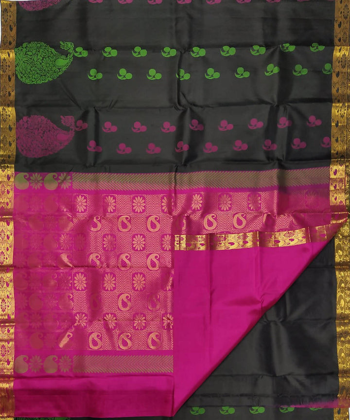 Black handloom soft silk saree