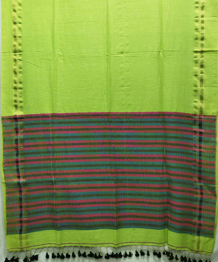 Lime green handloom handspun cotton saree