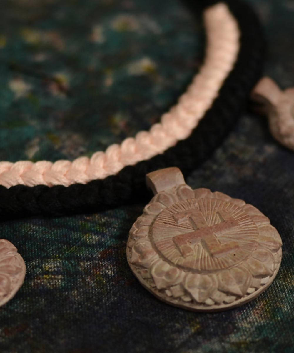 Hand carved swastic tara stone choker necklace