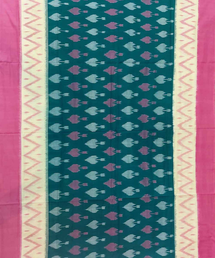 Forest green handloom cotton ikat pochampally saree
