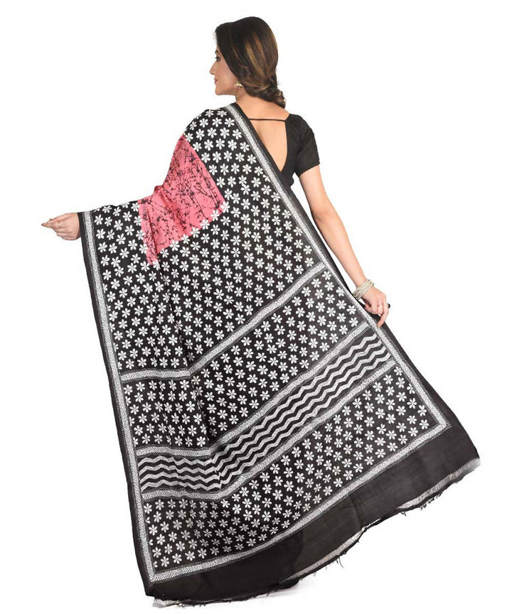 Pink exclusive bengal silk saree with hand embroidery work