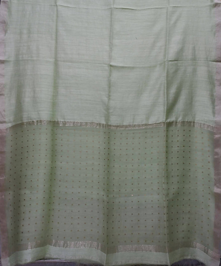 Bengal Light Green Handloom Sequin Matka Silk Saree