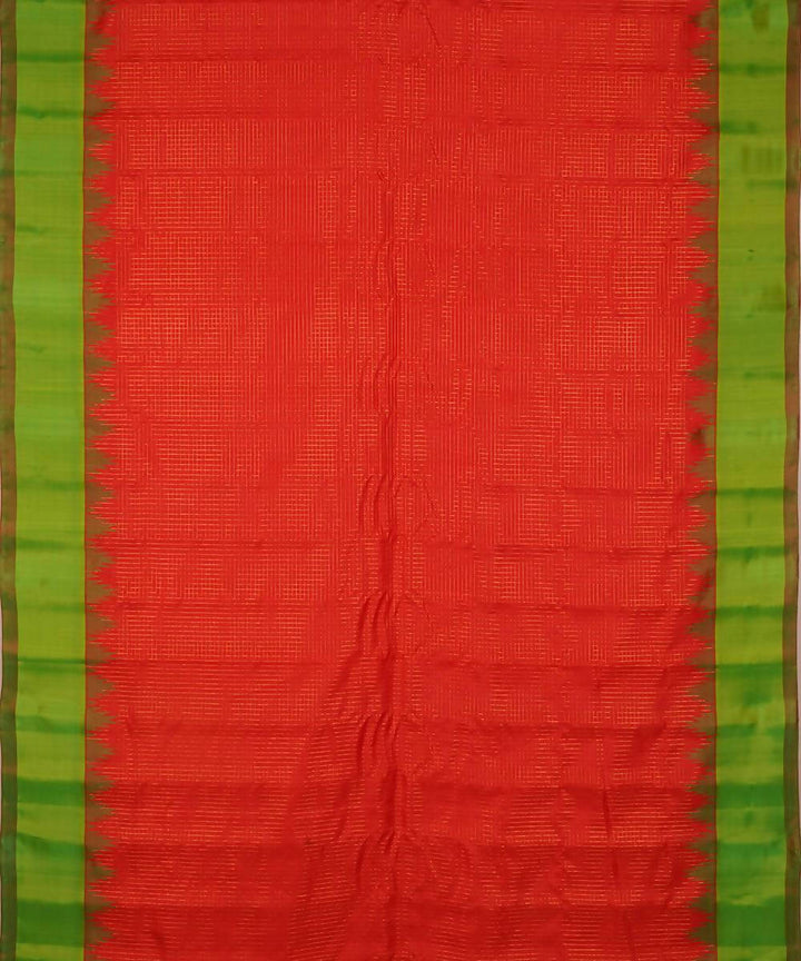 orange green handloom gadwal silk saree