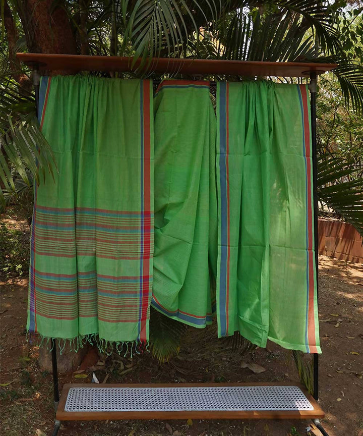 Light Green Cotton Handwoven mangalagiri saree