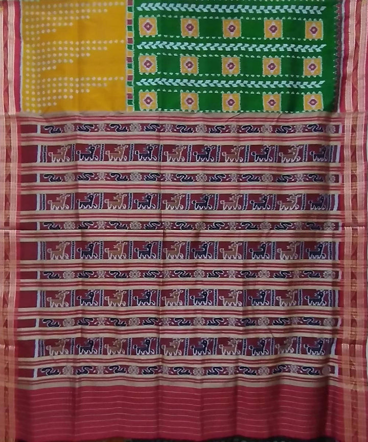 Multicolor pink handwoven silk khandua saree