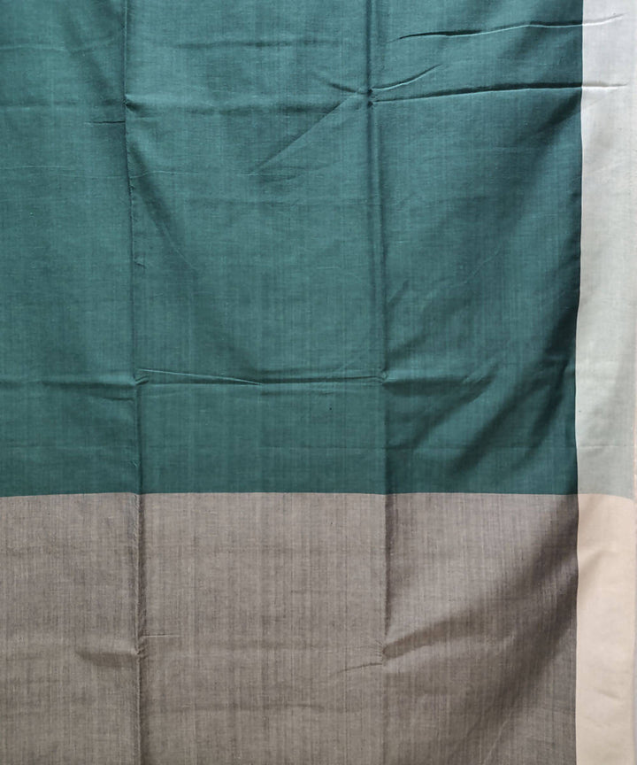 Dark green handspun handloom cotton saree