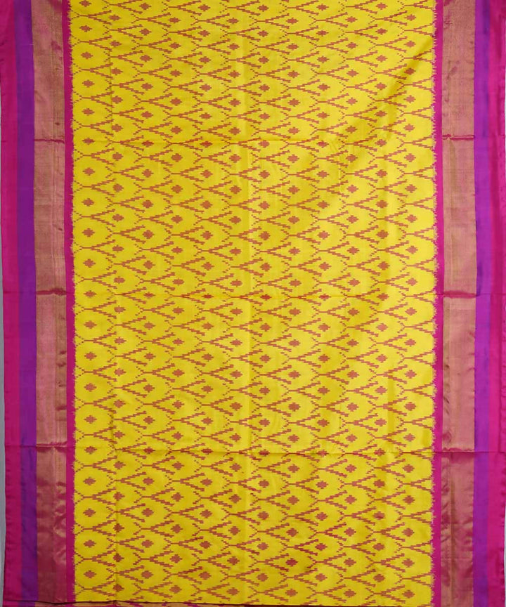 Light yellow handloom silk ikat pochampally saree