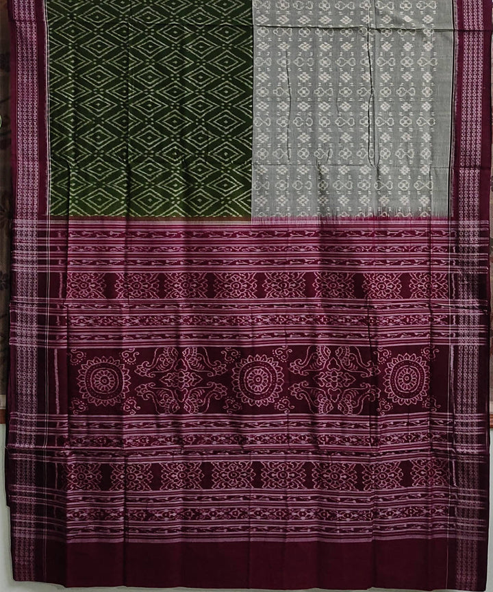 Multicolor maroon cotton handwoven sambalpuri saree