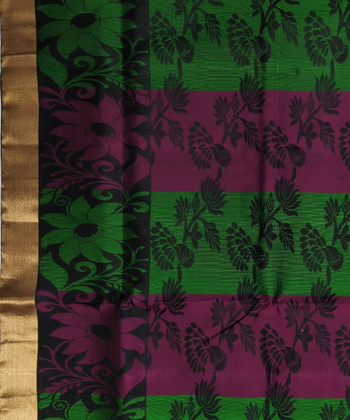 Black with floral motifs handloom soft silk saree
