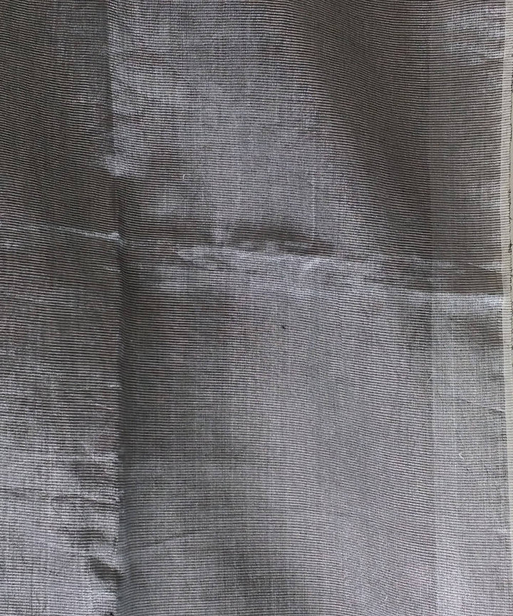 cadet blue and black handwoven Linen tissue Saree