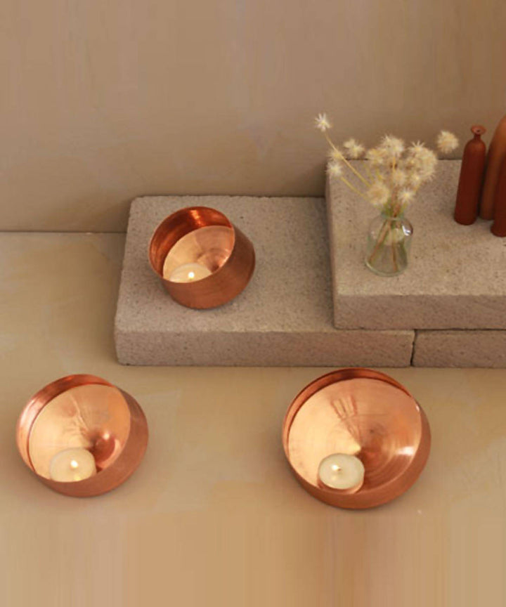 Handmade copper whirling tea light