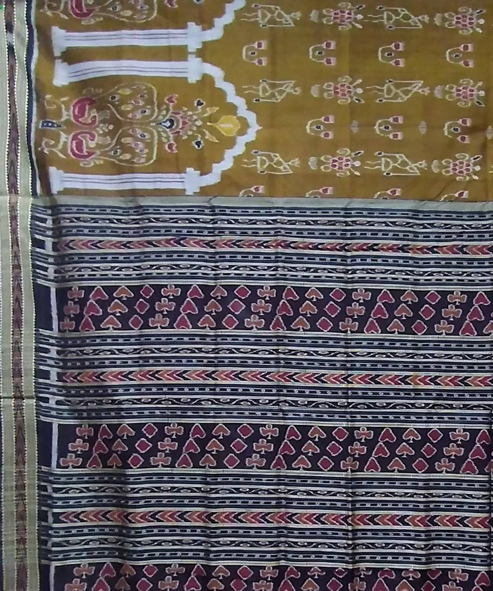 Multicolor black silk handloom khandua saree