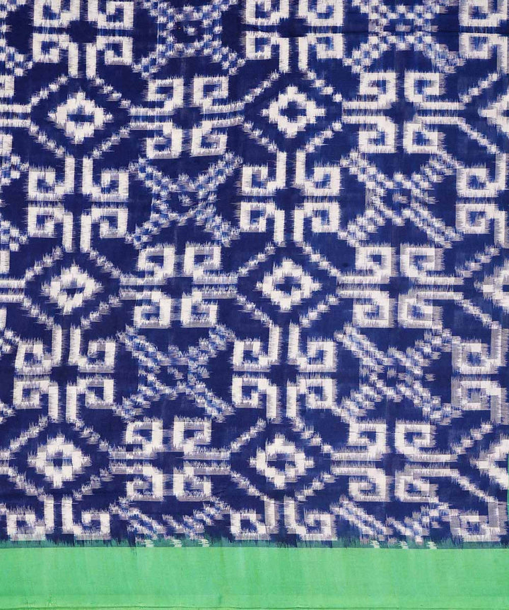 Blue green cotton handwoven double ikat pochampally saree