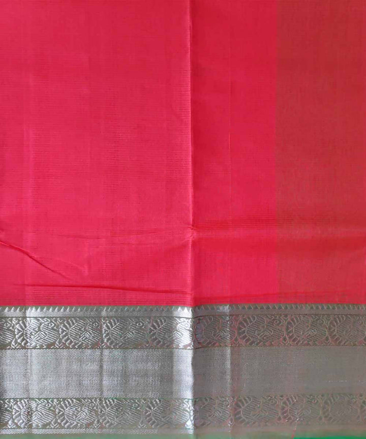 Carmine red green handloom cotton silk mangalagiri saree