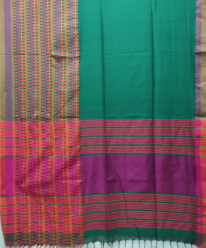 Olive green handloom cotton saree
