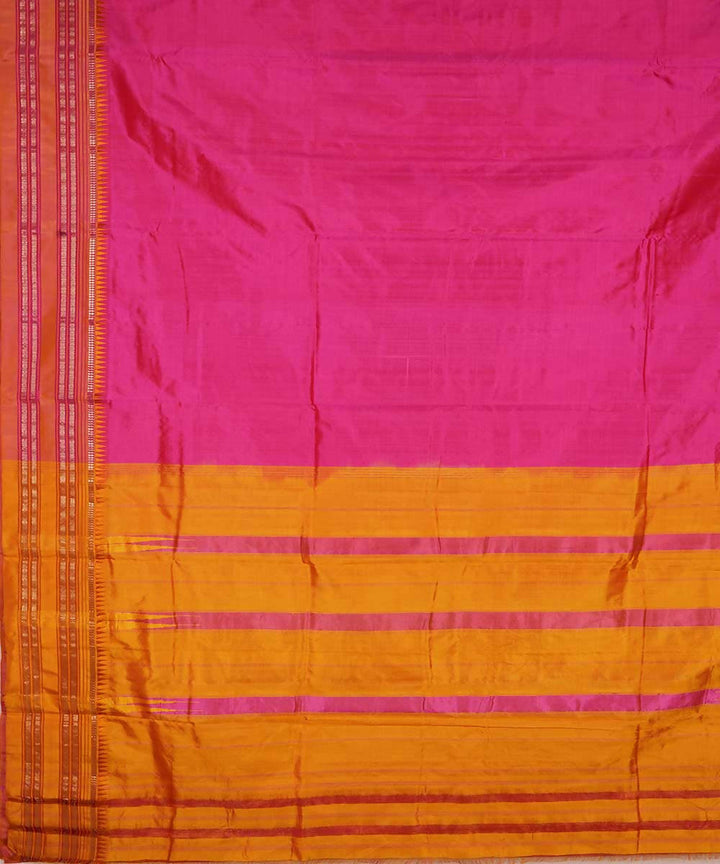 Rose pink handwoven silk narayanpet saree