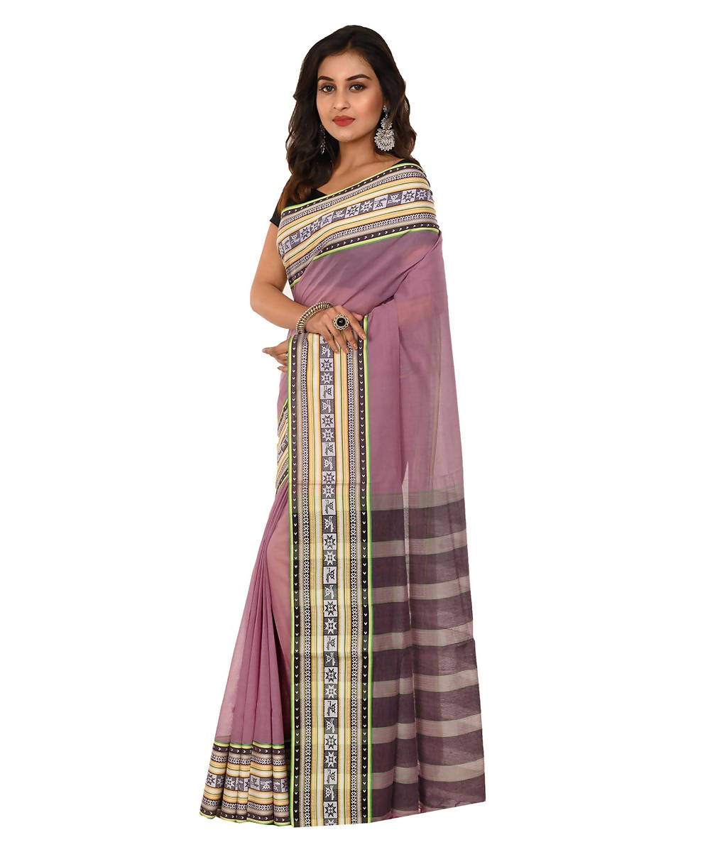 Purple bengal shantipuri cotton saree