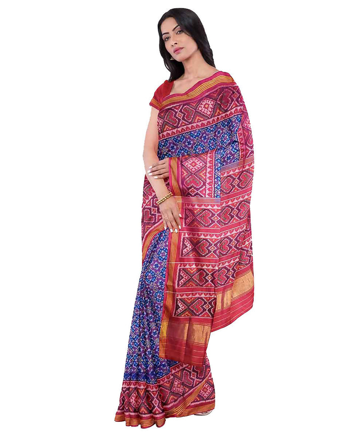 Purple red handwoven patola silk saree