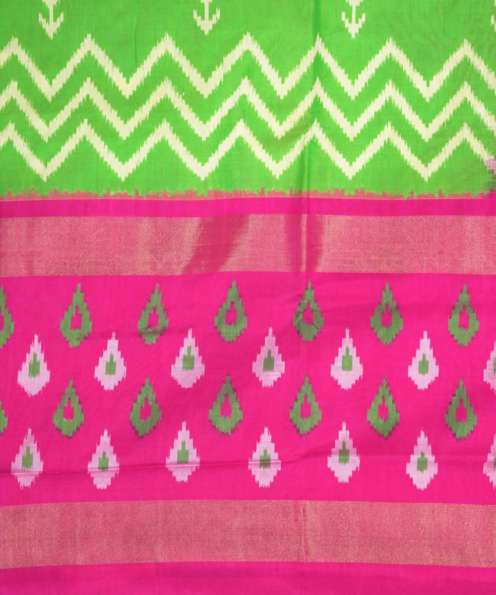 Parrot green handloom ikkat silk pochampally saree