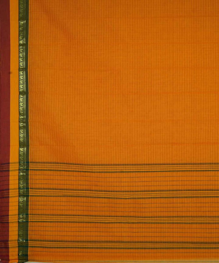 Amber yellow handwoven cotton narayanpet saree