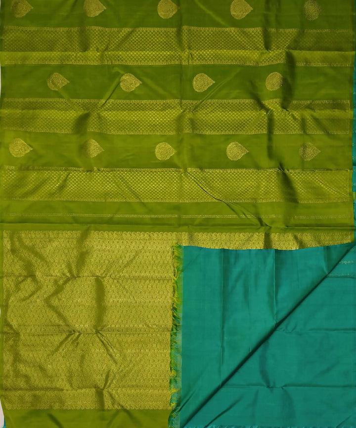 Olive green handloom partly kanchi silk saree