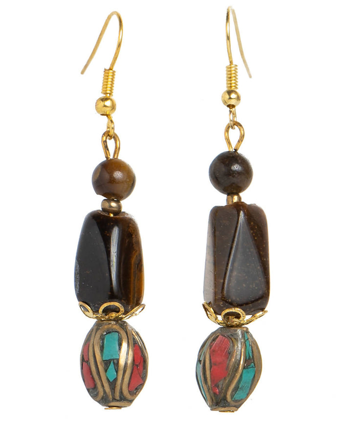 handcrafted gemstone tiger eye drop earrings