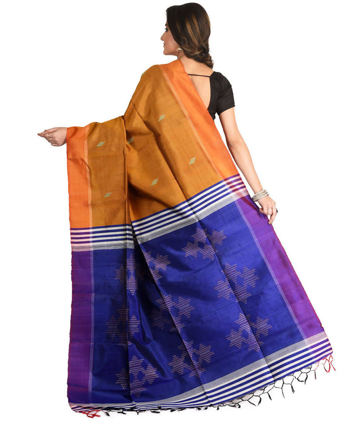 Resham shilpi yellow bengal silk saree with handwoven design