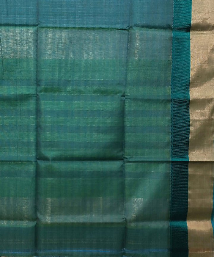 Sky blue and green handloom cotton silk maheshwari saree