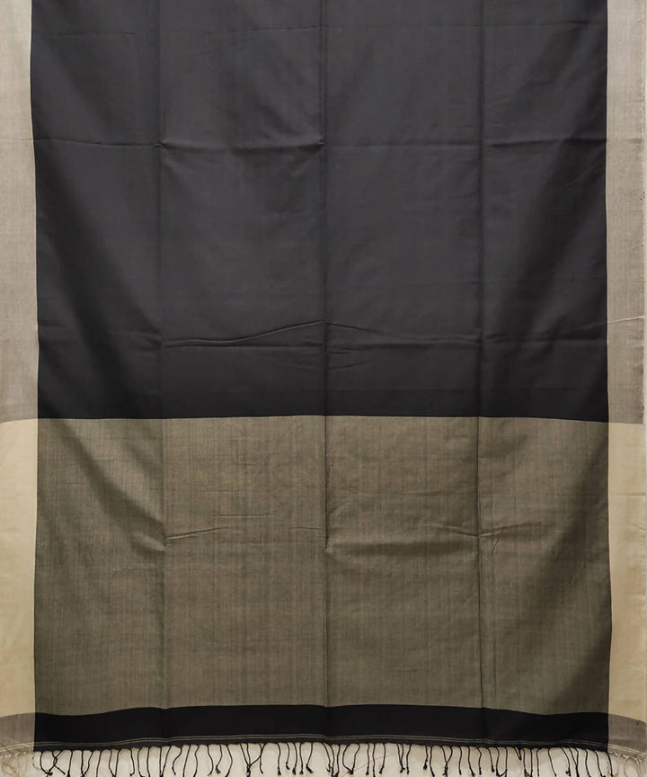 Black beige handloom handspun cotton saree