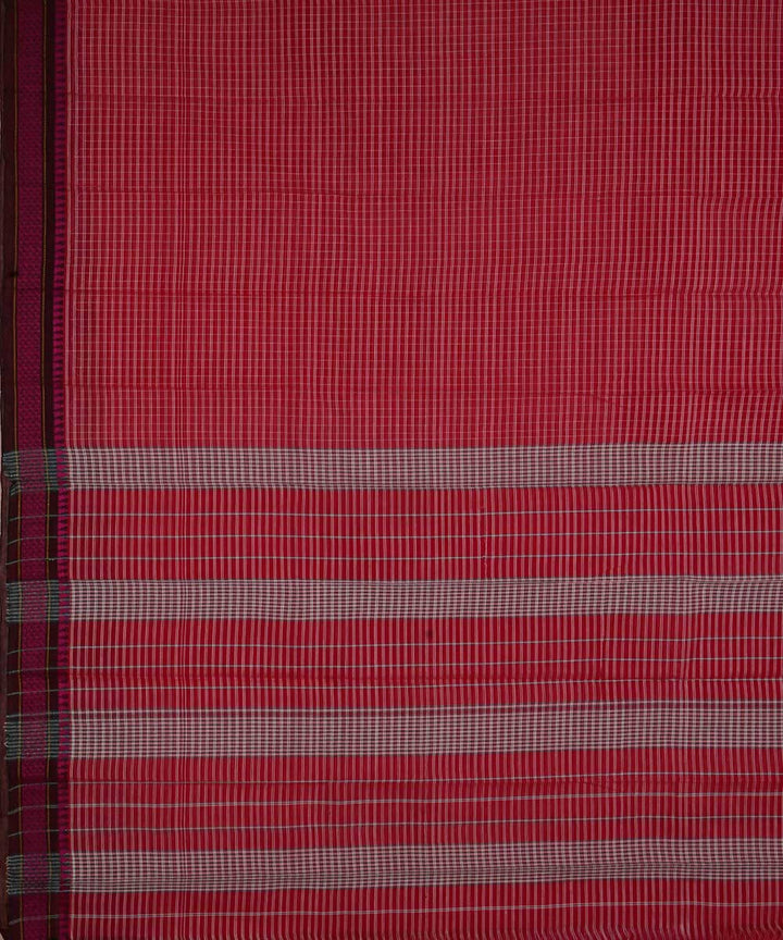Tomato red handwoven cotton narayanpet saree