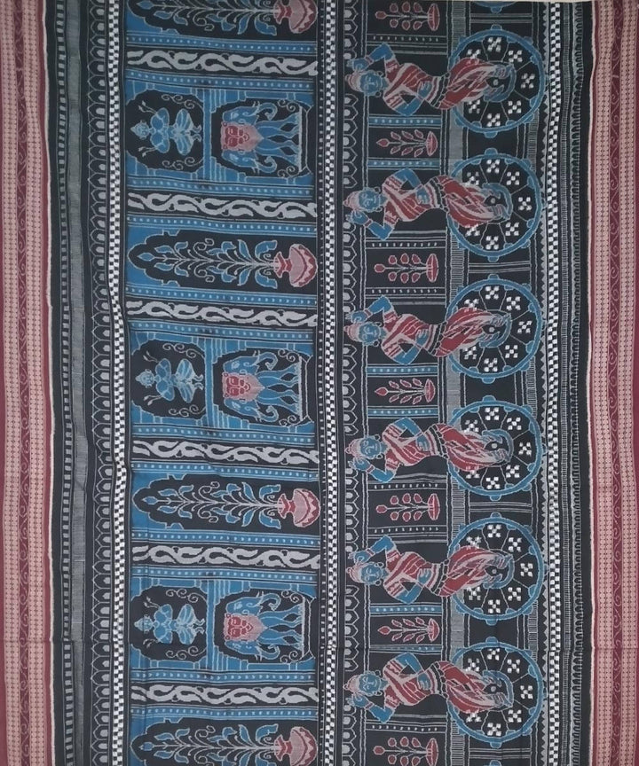 Black blue sapphire handloom cotton sambalpuri saree