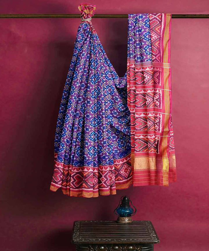 Purple red handwoven patola silk saree