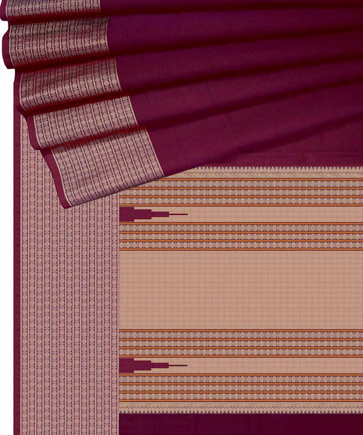 Dark scarlet handwoven paramakudi cotton saree