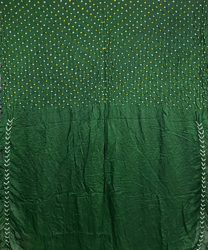 Green handcrafted tie dye bandhani silk saree