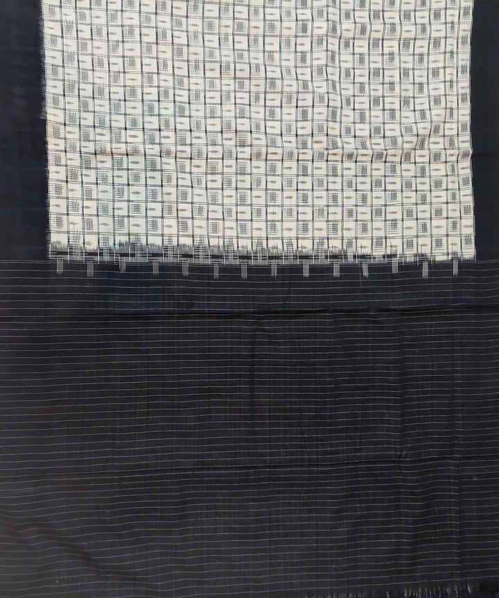 Antique white handloom cotton ikat pochampally saree