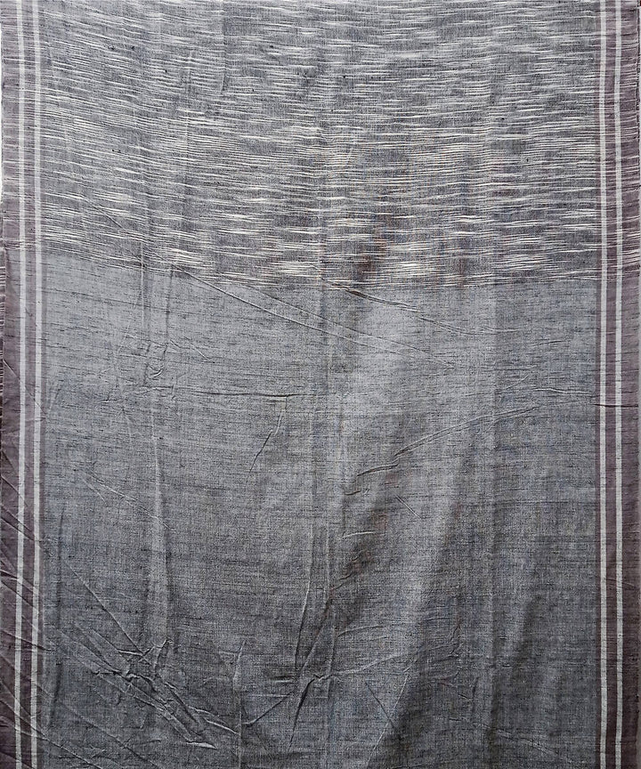Grey white handspun handwoven dip dye cotton saree