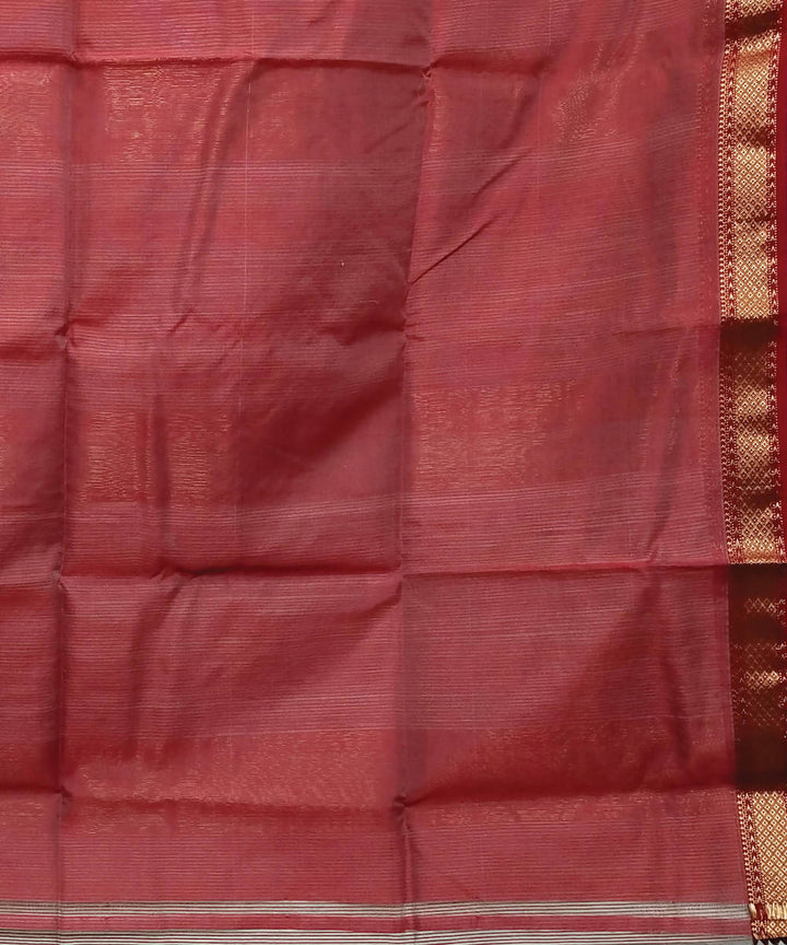 Beige handloom cotton silk maheshwari saree