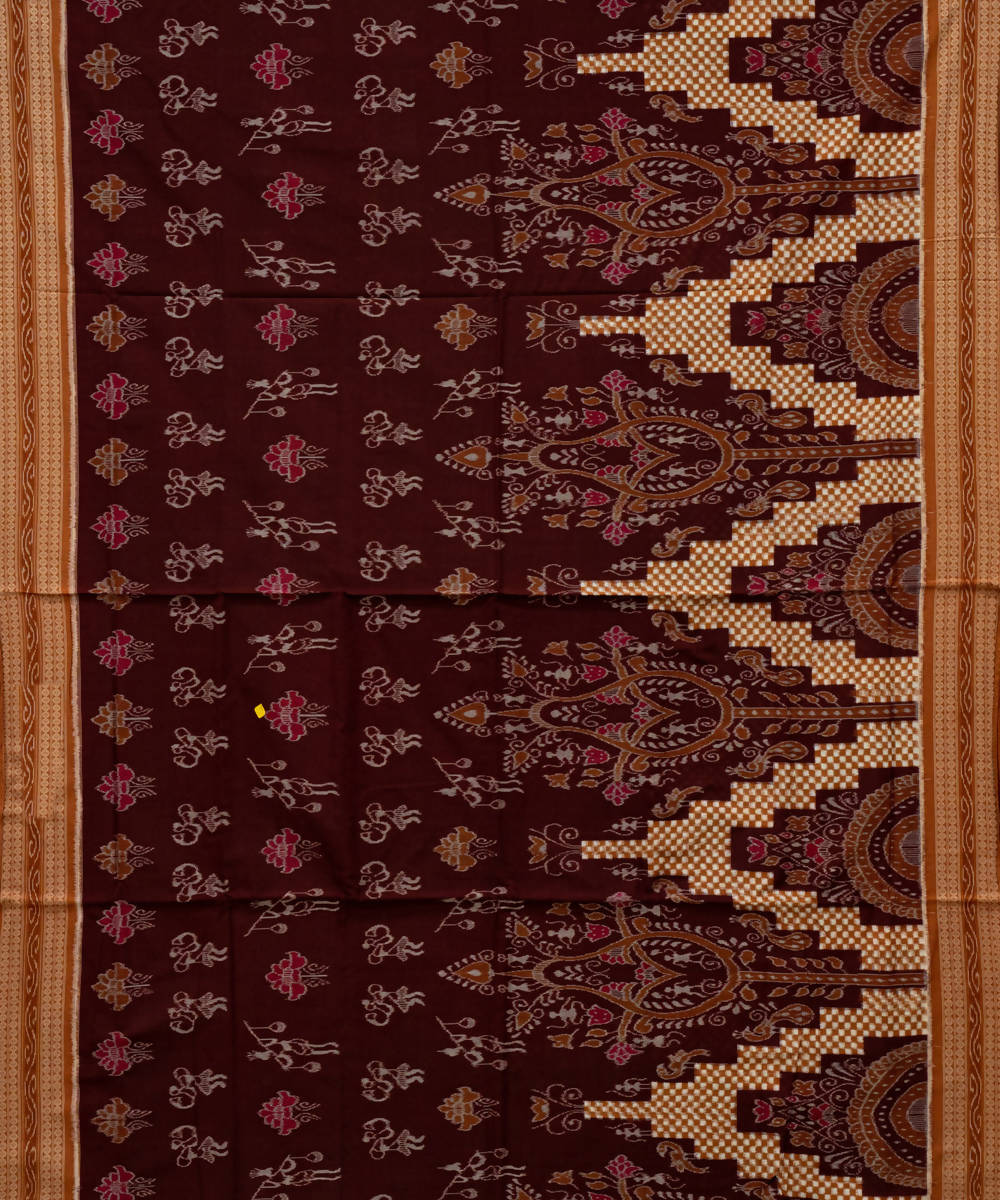 Bulgarian rose Burnt orange handloom cotton sambalpuri saree