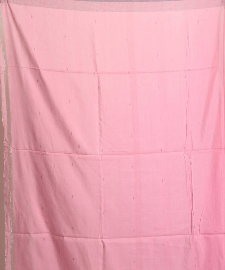 Resham shilpi bengal pink silk cotton handwoven jamdani saree